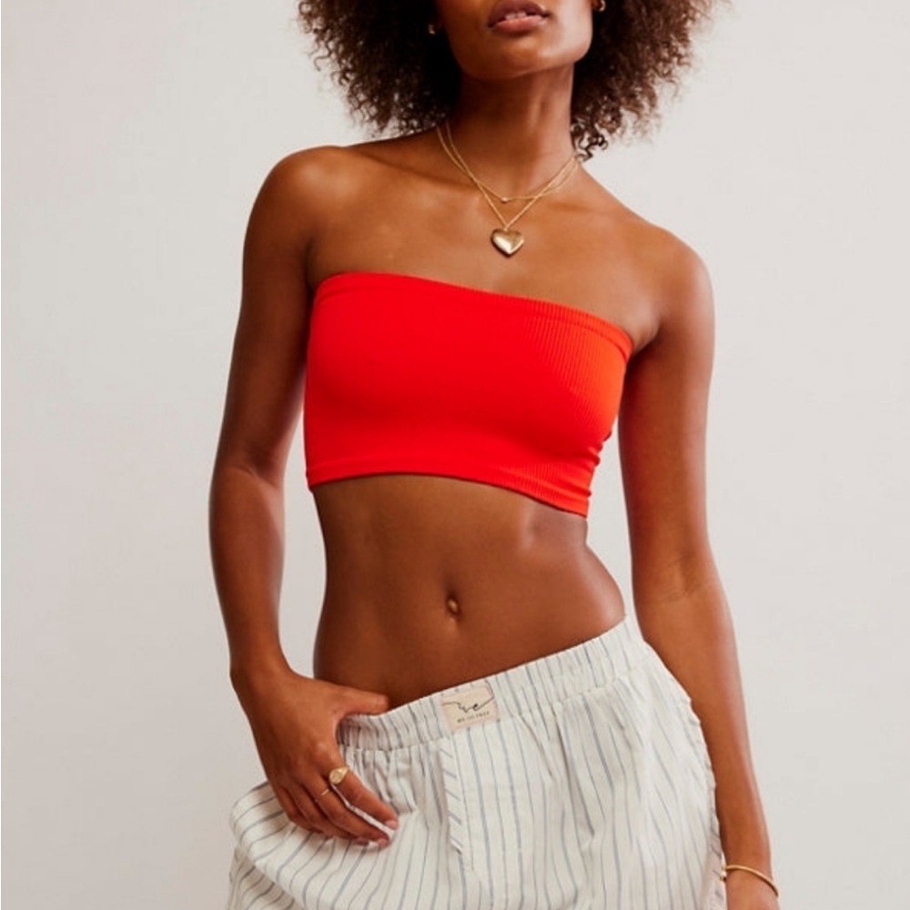 Free People Amelia Bandeau in Fiery Red Size L/XL NWT